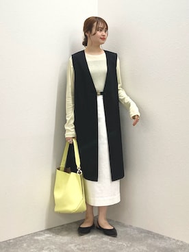 「NOLLEY’S Sophi（ノーリーズソフィ）のシアー配色トリミングロンT（Tシャツ/カットソー）」を使った、nol murakamiさん（レディース・152cm）の冬コーディネート