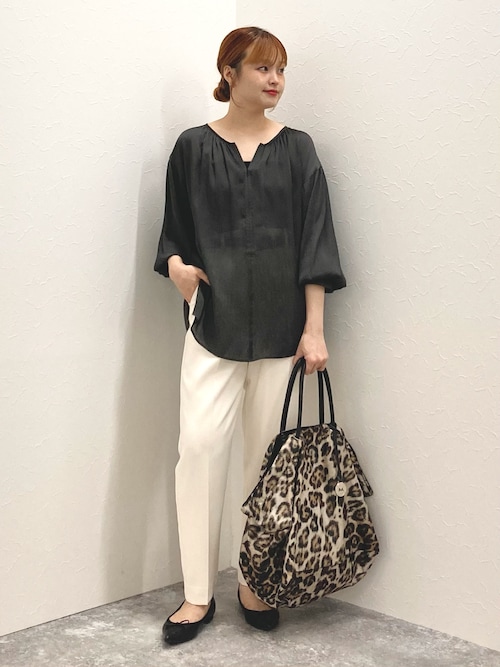 セール】楊柳サテン2WAYギャザーブラウス（シャツ/ブラウス