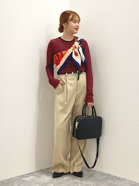「アイテム（ストール/ショール）」を使った、nol murakamiさん（レディース・152cm）の秋コーディネート