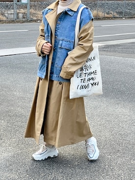 「ベストコーデ」｜「アイテム（トレンチコート）」を使った、マイカさん（レディース・150cm）の春コーディネート