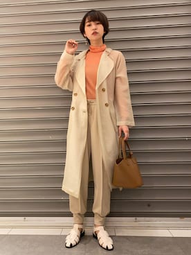 「アイテム（トレンチコート）」を使った、のっちさん（レディース・161cm）の春コーディネート