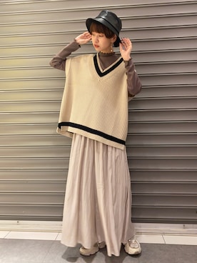 「earth music&ecology（アースミュージックアンドエコロジー）のアイテム（キャップ）」を使った、のっちさん（レディース・161cm）の秋コーディネート