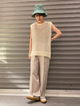 「earth music&ecology（アースミュージックアンドエコロジー）のアイテム（キャップ）」を使った、のっちさん（レディース・161cm）の春コーディネート