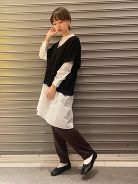 「earth music&ecology（アースミュージックアンドエコロジー）のアイテム（ニット/セーター）」を使った、のっちさん（レディース・161cm）の冬コーディネート