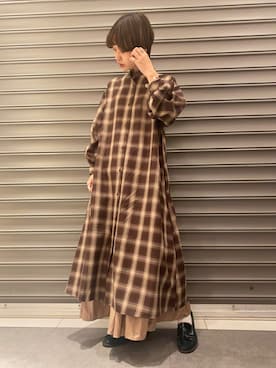 「earth music&ecology（アースミュージックアンドエコロジー）のアイテム（ワンピース）」を使った、のっちさん（レディース・161cm）の冬コーディネート