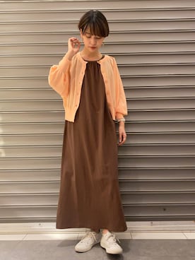 「earth music&ecology（アースミュージックアンドエコロジー）のアイテム（ワンピース）」を使った、のっちさん（レディース・161cm）の春コーディネート