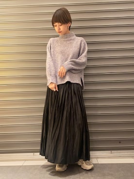 「earth music&ecology（アースミュージックアンドエコロジー）のアイテム（ニット/セーター）」を使った、のっちさん（レディース・161cm）の冬コーディネート