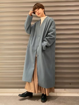 「アイテム（チェスターコート）」を使った、のっちさん（レディース・161cm）の冬コーディネート