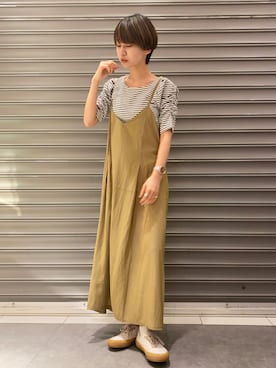 「earth music&ecology（アースミュージックアンドエコロジー）のアイテム（ワンピース）」を使った、のっちさん（レディース・161cm）の春コーディネート