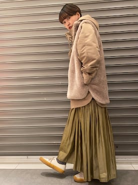 「新年一発目」｜「アイテム（マウンテンパーカー）」を使った、のっちさん（レディース・161cm）の冬コーディネート