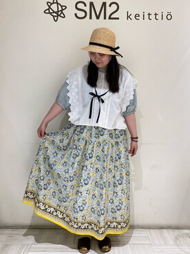 「Samansa Mos2（サマンサ モスモス）のセパレートサンダル（サンダル）」を使った、𝕪 𝕦 𝕚さん（レディース・161cm）の春コーディネート