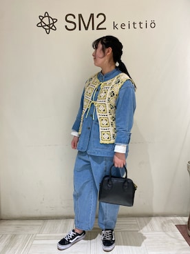「Samansa Mos2 blue」｜「アイテム（カバーオール）」を使った、𝕪 𝕦 𝕚さん（レディース・161cm）の春コーディネート