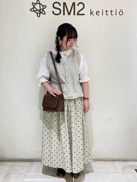 「Samansa Mos2（サマンサ モスモス）のセパレートサンダル（サンダル）」を使った、𝕪 𝕦 𝕚さん（レディース・161cm）の春コーディネート