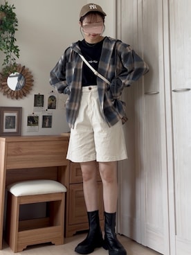 「アイテム（キャップ）」を使った、𝚍𝚊𝚛𝚊.さん（レディース・164cm・30代）の夏コーディネート