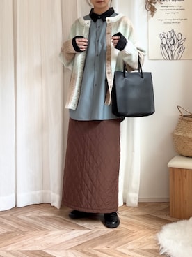 「tiptop（ティップトップ）の前後2wayニットカーディガン（カーディガン/ボレロ）」を使った、𝚍𝚊𝚛𝚊.さん（レディース・163cm）の秋コーディネート