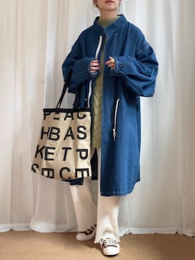 「ママファッション」｜「アイテム（モッズコート）」を使った、𝚍𝚊𝚛𝚊.さん（レディース・163cm）の春コーディネート