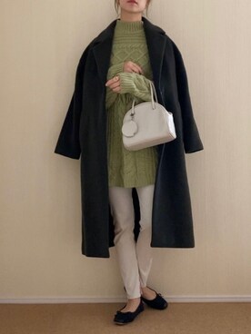「スクエアトゥ」｜「アイテム（チェスターコート）」を使った、𝚍𝚊𝚛𝚊.さん（レディース・163cm）の秋コーディネート