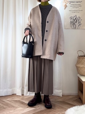 「コクーンコート」｜𝚍𝚊𝚛𝚊.さん（レディース・163cm）の冬コーディネート