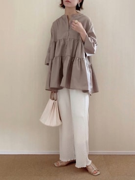 「アンブルネージュ」｜「アイテム（パンツ）」を使った、𝚍𝚊𝚛𝚊.さん（レディース・163cm）の夏コーディネート