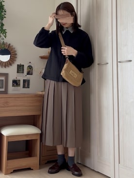 「アイテム（ノーカラージャケット）」を使った、𝚍𝚊𝚛𝚊.さん（レディース・164cm・30代）の秋コーディネート