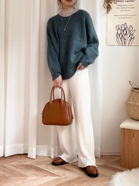 「tiptop（ティップトップ）の前後2wayニットカーディガン（カーディガン/ボレロ）」を使った、𝚍𝚊𝚛𝚊.さん（レディース・163cm）の秋コーディネート