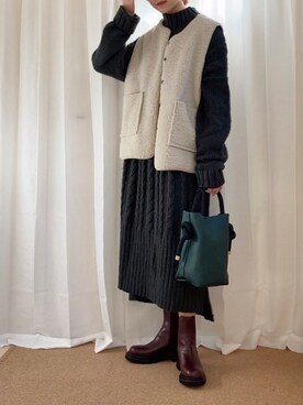 「Bobi（-）のアイテム」を使った、𝚍𝚊𝚛𝚊.さん（レディース・163cm）の冬コーディネート