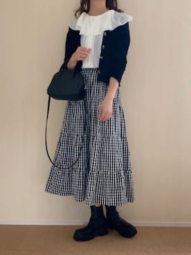 「アイテム（ブーツ）」を使った、𝚍𝚊𝚛𝚊.さん（レディース・163cm）の秋コーディネート