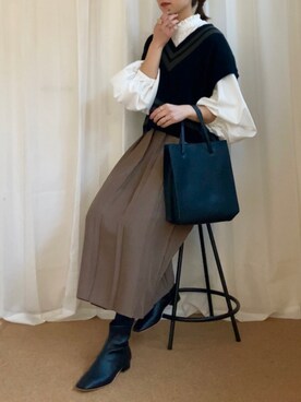 「SKKONE（スコーネ）のアイテム」を使った、𝚍𝚊𝚛𝚊.さん（レディース・163cm）の冬コーディネート