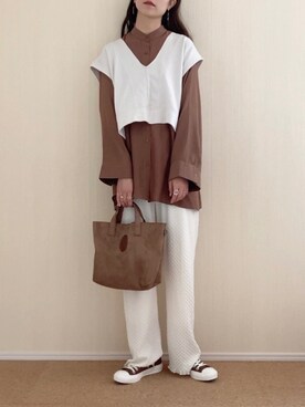 「アンブルネージュ」｜「アイテム（パンツ）」を使った、𝚍𝚊𝚛𝚊.さん（レディース・163cm）の夏コーディネート