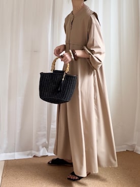 「スクエアトゥ」｜「アイテム（シャツワンピース）」を使った、𝚍𝚊𝚛𝚊.さん（レディース・163cm）の夏コーディネート