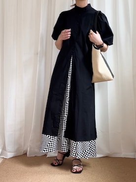 「スクエアトゥ」｜「アイテム（シャツワンピース）」を使った、𝚍𝚊𝚛𝚊.さん（レディース・163cm）の春コーディネート