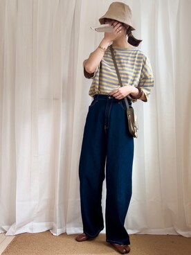 「PairPair（ペアペア）のアイテム（帽子）」を使った、𝚍𝚊𝚛𝚊.さん（レディース・163cm）の春コーディネート