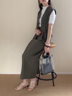 「アンブルネージュ」｜「アイテム（ワンピース/ドレス）」を使った、𝚍𝚊𝚛𝚊.さん（レディース・163cm）の夏コーディネート