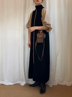 「babcode」｜「アイテム（ワンピース/ドレス）」を使った、𝚍𝚊𝚛𝚊.さん（レディース・163cm）の冬コーディネート