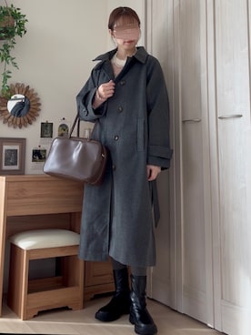「アイテム（ステンカラーコート）」を使った、𝚍𝚊𝚛𝚊.さん（レディース・164cm）の秋コーディネート