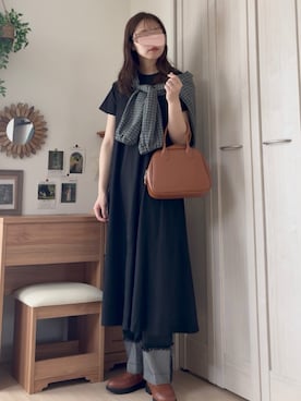 「zootie（ズーティー）の汗しみ防止シリーズ マキシ丈ワンピース（ワンピース、ブラック系）」を使った、𝚍𝚊𝚛𝚊.さん（レディース・164cm）の夏コーディネート