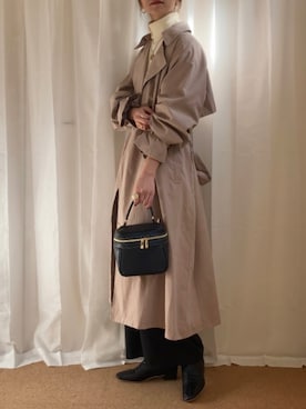 「春コート」｜「アイテム（オールインワン・サロペット）」を使った、𝚍𝚊𝚛𝚊.さん（レディース・163cm）の冬コーディネート