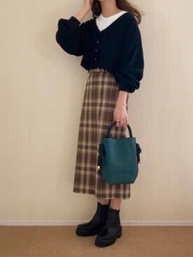「アンブルネージュ」｜「アイテム（ブーツ）」を使った、𝚍𝚊𝚛𝚊.さん（レディース・163cm）の秋コーディネート