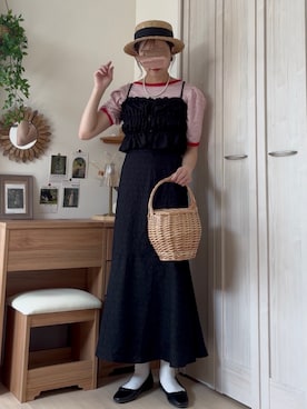 「アイテム（Tシャツ/カットソー）」を使った、𝚍𝚊𝚛𝚊.さん（レディース・164cm・30代）の夏コーディネート