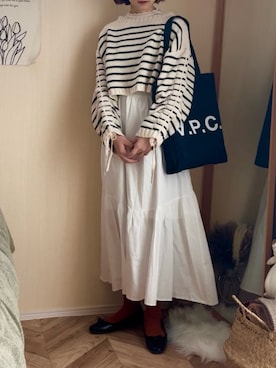 「ショート丈トップス」｜「アイテム（バレエシューズ）」を使った、𝚍𝚊𝚛𝚊.さん（レディース・164cm）の冬コーディネート