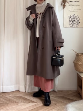 「tiptop」｜「アイテム（ステンカラーコート）」を使った、𝚍𝚊𝚛𝚊.さん（レディース・163cm）の冬コーディネート