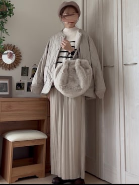 「アイテム（ブルゾン）」を使った、𝚍𝚊𝚛𝚊.さん（レディース・164cm）の秋コーディネート