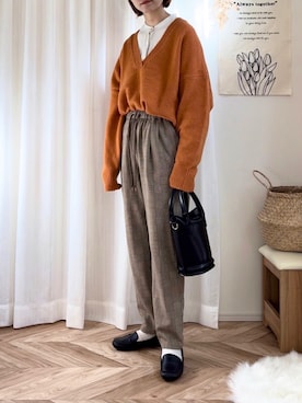 「green label relaxing（グリーンレーベルリラクシング）のアイテム（その他パンツ）」を使った、𝚍𝚊𝚛𝚊.さん（レディース・163cm）の冬コーディネート