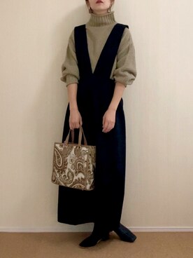 「ニット/セーター」｜「アイテム（ジャンパースカート）」を使った、𝚍𝚊𝚛𝚊.さん（レディース・163cm）の秋コーディネート