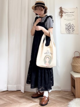 「アイテム（ローファー）」を使った、𝚍𝚊𝚛𝚊.さん（レディース・163cm）の夏コーディネート