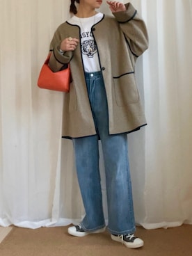 「tiptop（ティップトップ）のアイテム（その他アウター）」を使った、𝚍𝚊𝚛𝚊.さん（レディース・163cm）の春コーディネート