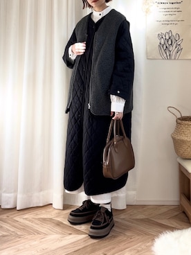 「Libra Cue（リブラ キュー）のアイテム（その他アウター）」を使った、𝚍𝚊𝚛𝚊.さん（レディース・163cm）の冬コーディネート
