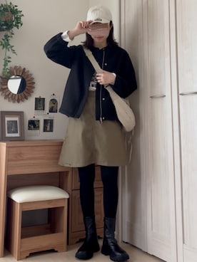 「アイテム（ノーカラージャケット）」を使った、𝚍𝚊𝚛𝚊.さん（レディース・164cm）の秋コーディネート