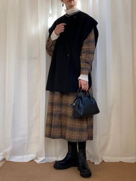 「ベストコーデ」｜「アイテム（シャツワンピース）」を使った、𝚍𝚊𝚛𝚊.さん（レディース・163cm）の冬コーディネート