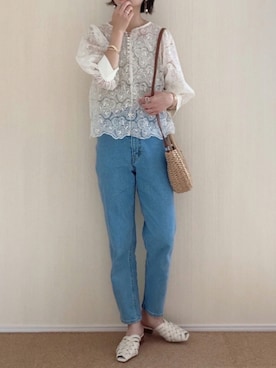 「アンブルネージュ」｜「アイテム（パンツ）」を使った、𝚍𝚊𝚛𝚊.さん（レディース・163cm）の夏コーディネート